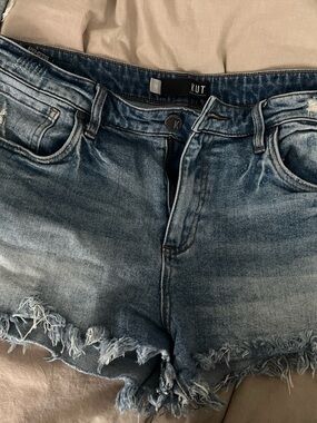 Kut from the Kloth Blue Distressed Denim Jean Shorts